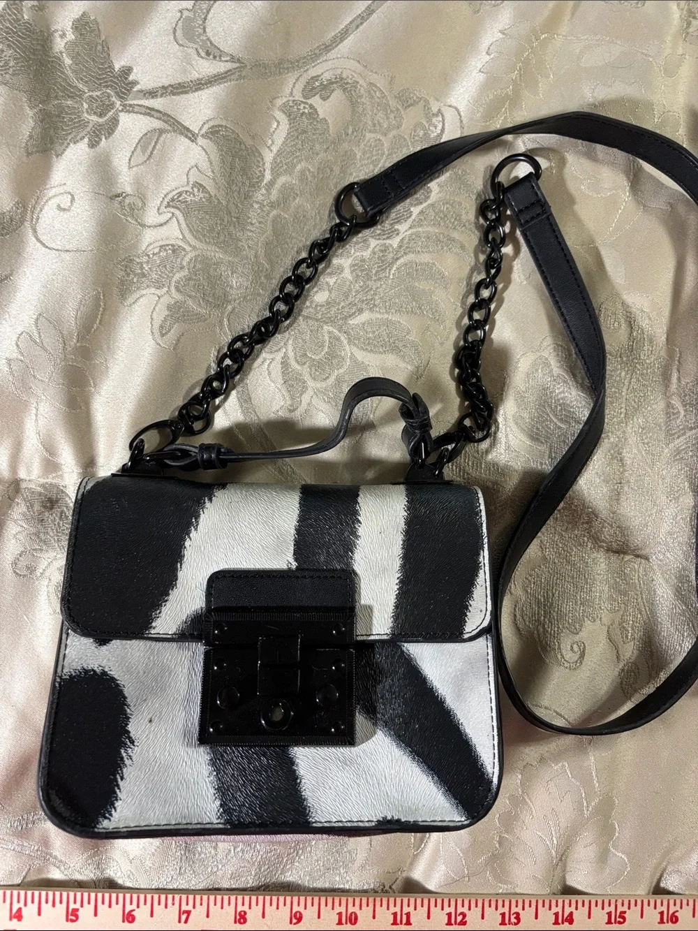 Steve Madden Black & White Zebra Print Crossbody Bag